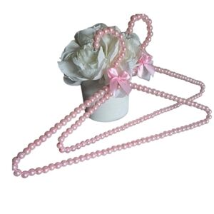 Pink Faux Pearl Girly Diva Hangers Pageant Boutique Keepsakes Satin Ribbon Star